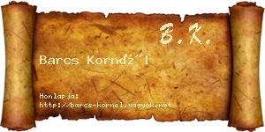 Barcs Kornél névjegykártya
